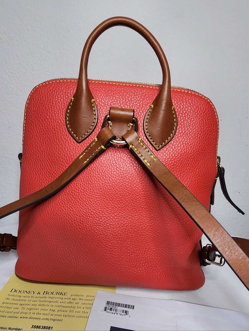 New Dooney & Bourke Small Pebble Leather Backpack in Coral Color - Picture 6 of 15